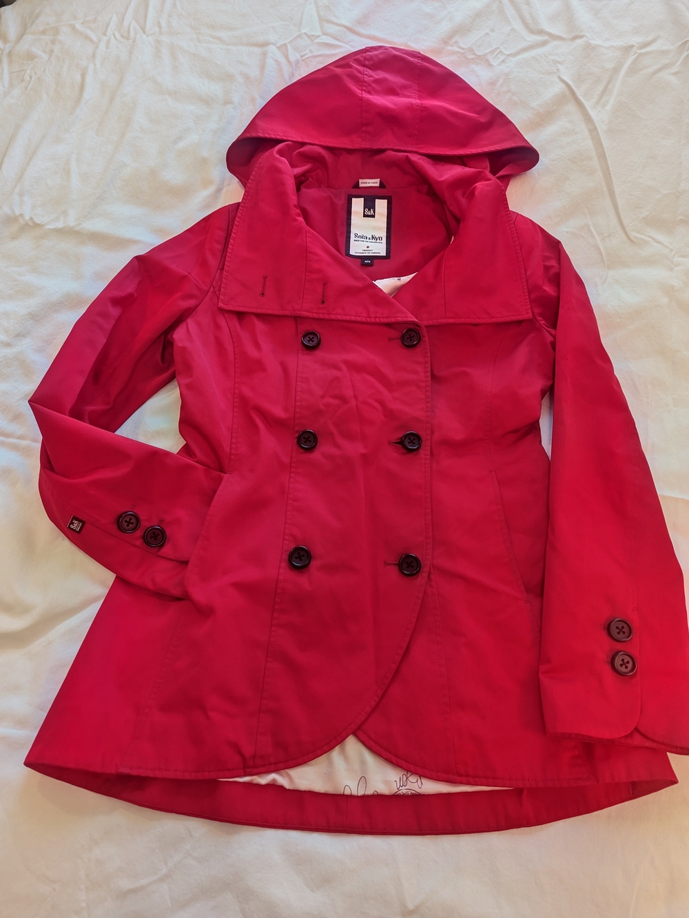 Ruby Red Hooded Trench Coat - Soia & Kyo